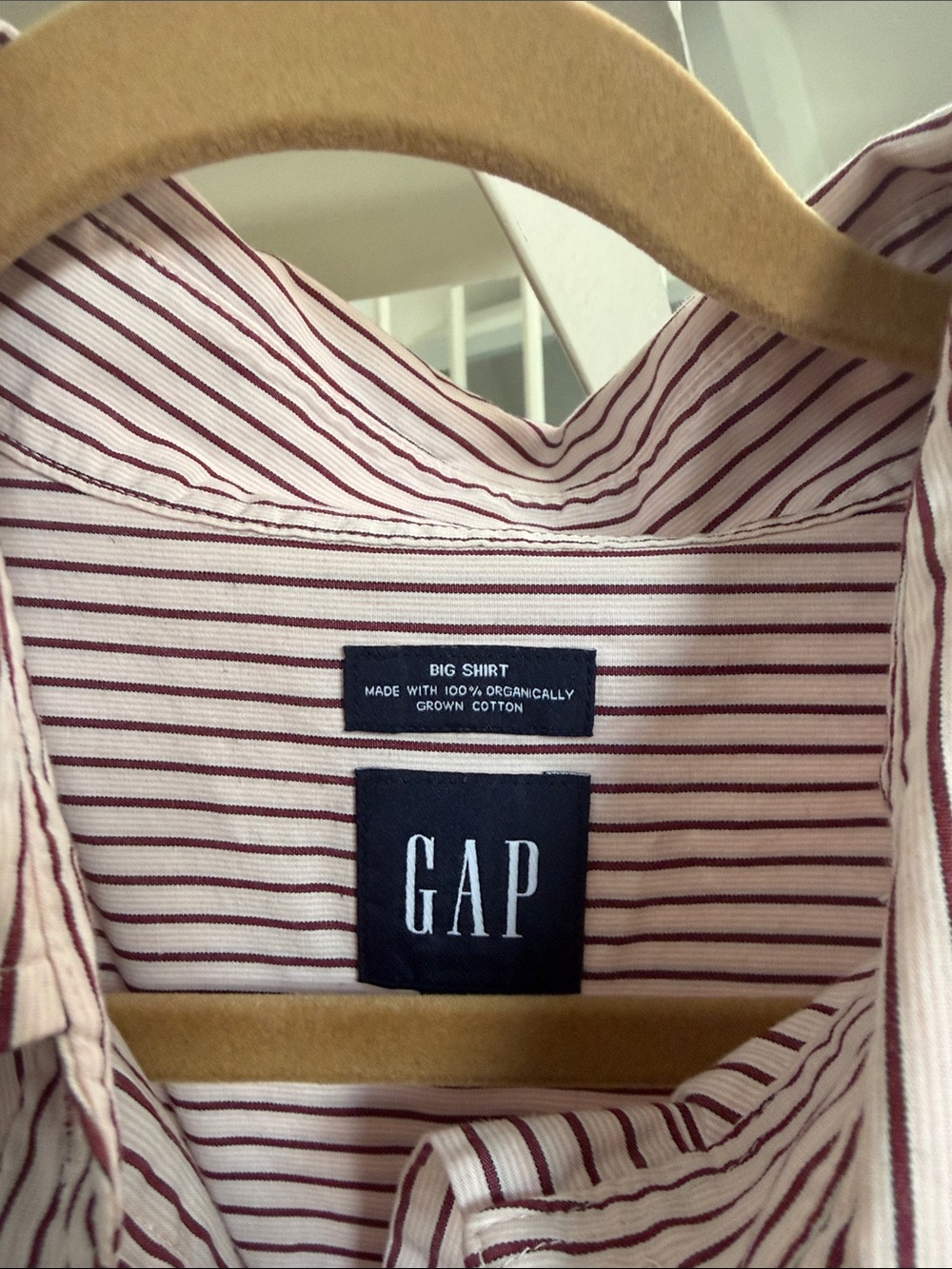 GAP Big Cream Shirt with Burgundy Stripes - Picture 2 of 3
